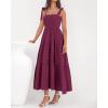 imageBTFBM Boho Maxi Dress Sleeveless Summer Dresses for Women 2026 Beach Vacation Smocked A Line Casual Sundress PocketsBurgundy