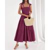 imageBTFBM Boho Maxi Dress Sleeveless Summer Dresses for Women 2026 Beach Vacation Smocked A Line Casual Sundress PocketsBurgundy