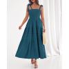 imageBTFBM Boho Maxi Dress Sleeveless Summer Dresses for Women 2026 Beach Vacation Smocked A Line Casual Sundress PocketsLake Blue