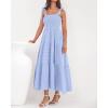 imageBTFBM Boho Maxi Dress Sleeveless Summer Dresses for Women 2026 Beach Vacation Smocked A Line Casual Sundress PocketsLight Blue