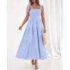 imageBTFBM Boho Maxi Dress Sleeveless Summer Dresses for Women 2026 Beach Vacation Smocked A Line Casual Sundress PocketsLight Blue