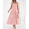 imageBTFBM Boho Maxi Dress Sleeveless Summer Dresses for Women 2026 Beach Vacation Smocked A Line Casual Sundress PocketsPink