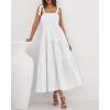 imageBTFBM Boho Maxi Dress Sleeveless Summer Dresses for Women 2026 Beach Vacation Smocked A Line Casual Sundress PocketsWhite