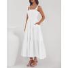 imageBTFBM Boho Maxi Dress Sleeveless Summer Dresses for Women 2026 Beach Vacation Smocked A Line Casual Sundress PocketsWhite