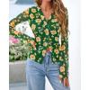 imageBTFBM Button Down Shirts for Women Fall Fashion 2025 V Neck Long Sleeve Blouse Ruched Mesh Fitted Floral Print Boho TopsArmy Green
