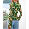 imageBTFBM Button Down Shirts for Women Fall Fashion 2025 V Neck Long Sleeve Blouse Ruched Mesh Fitted Floral Print Boho TopsArmy Green