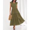 imageBTFBM Dresses for Women Spring 2026 Maxi Casual Dress Flutter Short Sleeve V Neck Elastic Waist Boho Beach Vacation PocketsArmy Green