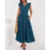 imageBTFBM Dresses for Women Spring 2026 Maxi Casual Dress Flutter Short Sleeve V Neck Elastic Waist Boho Beach Vacation PocketsLake Blue