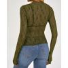 imageBTFBM Lace Tops for Women 2025 See Through Mesh Top Crew Neck Long Sleeve Fitted Sheer Party Club Outfits Fall FashionArmy Green