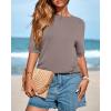 imageBTFBM Short Sleeve Sweater for Women Spring Tops Crew Neck Lightweight Pullover Loose Dressy Casual Blouse Basic ClothesApricot Khaki