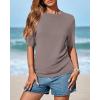 imageBTFBM Short Sleeve Sweater for Women Spring Tops Crew Neck Lightweight Pullover Loose Dressy Casual Blouse Basic ClothesApricot Khaki