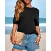 imageBTFBM Short Sleeve Sweater for Women Spring Tops Crew Neck Lightweight Pullover Loose Dressy Casual Blouse Basic ClothesBlack
