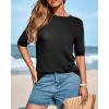 imageBTFBM Short Sleeve Sweater for Women Spring Tops Crew Neck Lightweight Pullover Loose Dressy Casual Blouse Basic ClothesBlack