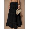 imageBTFBM Skirts for Women 2026 Summer Boho Beach Vacation Clothes Casual Pleated High Waisted Flowy Maxi SkirtBlack