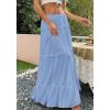 imageBTFBM Skirts for Women 2026 Summer Boho Beach Vacation Clothes Casual Pleated High Waisted Flowy Maxi SkirtBlue