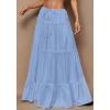 imageBTFBM Skirts for Women 2026 Summer Boho Beach Vacation Clothes Casual Pleated High Waisted Flowy Maxi SkirtBlue