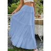 imageBTFBM Skirts for Women 2026 Summer Boho Beach Vacation Clothes Casual Pleated High Waisted Flowy Maxi SkirtBlue