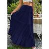 imageBTFBM Skirts for Women 2026 Summer Boho Beach Vacation Clothes Casual Pleated High Waisted Flowy Maxi SkirtNavy Blue
