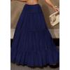 imageBTFBM Skirts for Women 2026 Summer Boho Beach Vacation Clothes Casual Pleated High Waisted Flowy Maxi SkirtNavy Blue