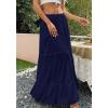 imageBTFBM Skirts for Women 2026 Summer Boho Beach Vacation Clothes Casual Pleated High Waisted Flowy Maxi SkirtNavy Blue