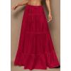 imageBTFBM Skirts for Women 2026 Summer Boho Beach Vacation Clothes Casual Pleated High Waisted Flowy Maxi SkirtRed
