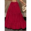 imageBTFBM Skirts for Women 2026 Summer Boho Beach Vacation Clothes Casual Pleated High Waisted Flowy Maxi SkirtRed