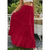 imageBTFBM Skirts for Women 2026 Summer Boho Beach Vacation Clothes Casual Pleated High Waisted Flowy Maxi SkirtRed
