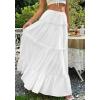 imageBTFBM Skirts for Women 2026 Summer Boho Beach Vacation Clothes Casual Pleated High Waisted Flowy Maxi SkirtWhite