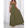 imageBTFBM Summer Dresses for Women 2026 Maxi Casual Square Neck Flowy Long Sundress Spring Wedding Guest Cocktail DressArmy Green