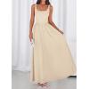 imageBTFBM Summer Dresses for Women 2026 Maxi Casual Square Neck Flowy Long Sundress Spring Wedding Guest Cocktail DressBeige