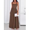 imageBTFBM Summer Dresses for Women 2026 Maxi Casual Square Neck Flowy Long Sundress Spring Wedding Guest Cocktail DressBrown