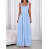 imageBTFBM Summer Dresses for Women 2026 Maxi Casual Square Neck Flowy Long Sundress Spring Wedding Guest Cocktail DressLight Blue