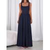 imageBTFBM Summer Dresses for Women 2026 Maxi Casual Square Neck Flowy Long Sundress Spring Wedding Guest Cocktail DressNavy Blue