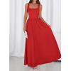 imageBTFBM Summer Dresses for Women 2026 Maxi Casual Square Neck Flowy Long Sundress Spring Wedding Guest Cocktail DressRed