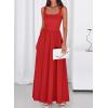 imageBTFBM Summer Dresses for Women 2026 Maxi Casual Square Neck Flowy Long Sundress Spring Wedding Guest Cocktail DressRed