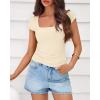 imageBTFBM T Shirts for Women Square Neck Crop Tops 2025 Spring Trendy Fashion Going Out Workout Y2k Clothes Summer OutfitsBeige