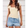 imageBTFBM T Shirts for Women Square Neck Crop Tops 2025 Spring Trendy Fashion Going Out Workout Y2k Clothes Summer OutfitsBeige