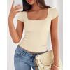 imageBTFBM T Shirts for Women Square Neck Crop Tops 2025 Spring Trendy Fashion Going Out Workout Y2k Clothes Summer OutfitsBeige