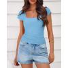 imageBTFBM T Shirts for Women Square Neck Crop Tops 2025 Spring Trendy Fashion Going Out Workout Y2k Clothes Summer OutfitsLight Blue