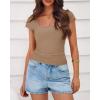 imageBTFBM T Shirts for Women Square Neck Crop Tops 2025 Spring Trendy Fashion Going Out Workout Y2k Clothes Summer OutfitsLight Khaki