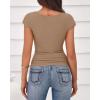 imageBTFBM T Shirts for Women Square Neck Crop Tops 2025 Spring Trendy Fashion Going Out Workout Y2k Clothes Summer OutfitsLight Khaki