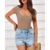 imageBTFBM T Shirts for Women Square Neck Crop Tops 2025 Spring Trendy Fashion Going Out Workout Y2k Clothes Summer OutfitsLight Khaki