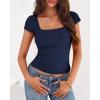 imageBTFBM T Shirts for Women Square Neck Crop Tops 2025 Spring Trendy Fashion Going Out Workout Y2k Clothes Summer OutfitsNavy Blue