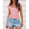 imageBTFBM T Shirts for Women Square Neck Crop Tops 2025 Spring Trendy Fashion Going Out Workout Y2k Clothes Summer OutfitsPink