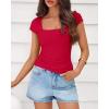 imageBTFBM T Shirts for Women Square Neck Crop Tops 2025 Spring Trendy Fashion Going Out Workout Y2k Clothes Summer OutfitsRed