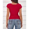 imageBTFBM T Shirts for Women Square Neck Crop Tops 2025 Spring Trendy Fashion Going Out Workout Y2k Clothes Summer OutfitsRed