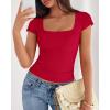 imageBTFBM T Shirts for Women Square Neck Crop Tops 2025 Spring Trendy Fashion Going Out Workout Y2k Clothes Summer OutfitsRed