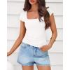 imageBTFBM T Shirts for Women Square Neck Crop Tops 2025 Spring Trendy Fashion Going Out Workout Y2k Clothes Summer OutfitsWhite