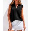 imageBTFBM Tank Top for Women 2026 Summer Satin V Neck Pleated Sleeveless Blouses Dressy Casual Work Business Casual OutfitsBlack