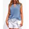 imageBTFBM Tank Top for Women 2026 Summer Satin V Neck Pleated Sleeveless Blouses Dressy Casual Work Business Casual OutfitsBlue